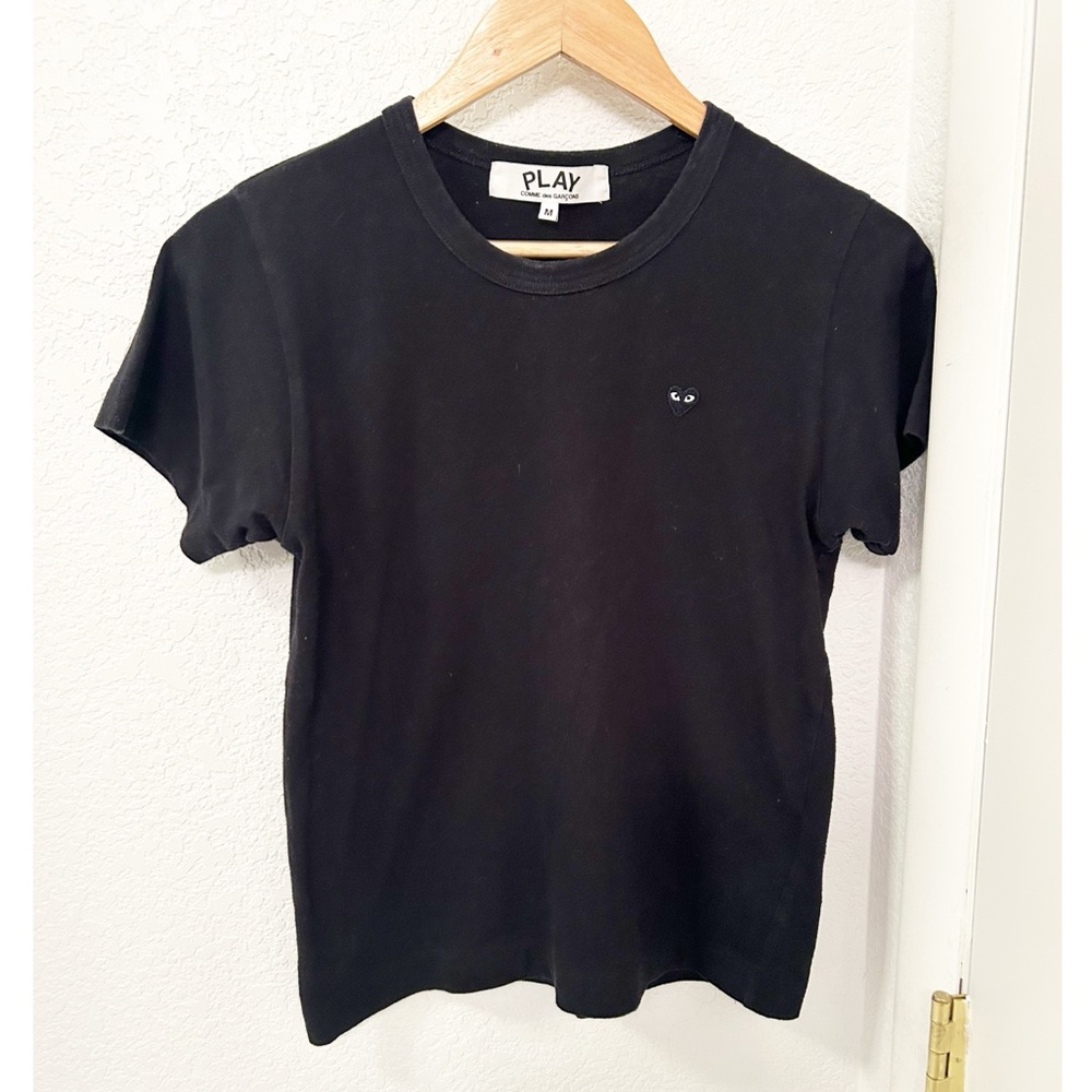 COMME des GARÇONS Play Classic Heart Baby T-Shirt in Black on Black Cotton SZ: M